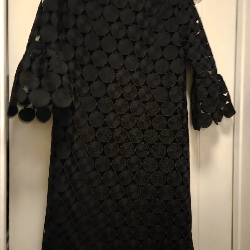 Ann Taylor Black Circle Appliqué Shift Dress